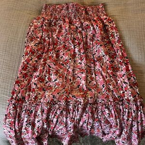 Tommy Hilfiger Red and Pink Floral Smocked Skirt